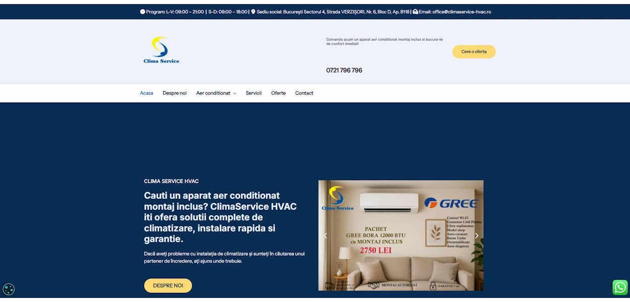 Creare site web pentru servicii HVAC - Clima Service